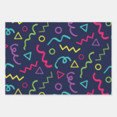 80年代レトロパーティーネオンメンフィス模様 ラッピングペーパーシート (正面2)