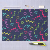 80年代レトロパーティーネオンメンフィス模様 薄葉紙 (クラフト)