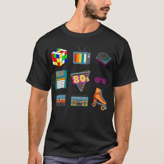 80年代レトロファッションおもいでカルチャーディスコミュージックパーティー Tシャツ (正面)