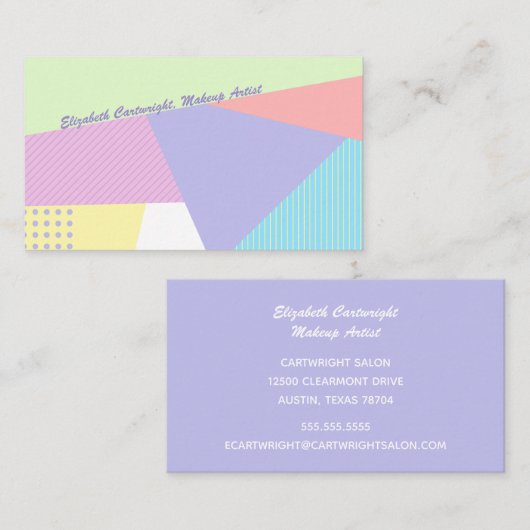 80年代レトロファッションパステルジオメトリメイクアップアーティスト 名刺 (正面/裏面)