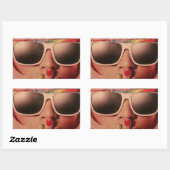 80年代レトロポップ・アートのアートファッション 長方形シール (シート)