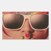 80年代レトロポップ・アートのアートファッション 長方形シール (正面)