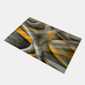 80年代レトロマスタードイエロー&グレー抽象芸術クー ドアマット (アングル)