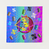 80年代レトロ古学校カセットテープ タペストリー (正面(横))