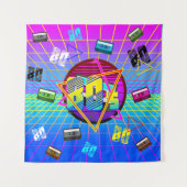 80年代レトロ古学校カセットテープ タペストリー (正面)