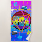 80年代レトロ古学校カセットテープ ビーチタオル (正面)