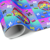 80年代レトロ古学校カセットテープ ラッピングペーパー (ロールコーナー)