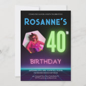 80年代レトロ夜カスタム撮影ネオン40歳 招待状 (正面)