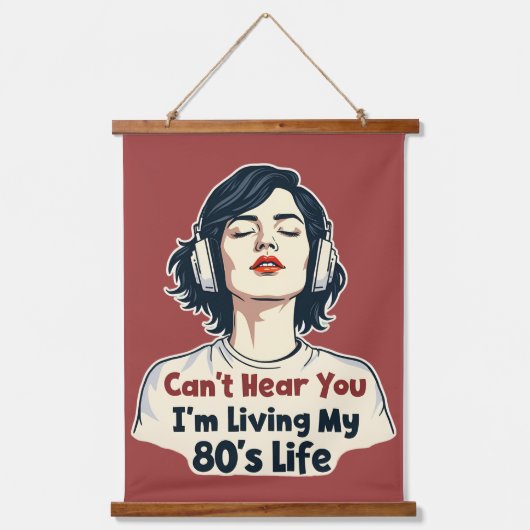 80年代レトロ懐かしい音楽好きの思い出デザイン 吊り下げ型タペストリー (正面)