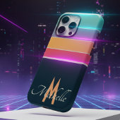 80年代ヴィンテージカラフルストライプシンプルモノグラムの Case-Mate iPhoneケース