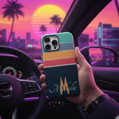 80年代ヴィンテージカラフルストライプシンプルモノグラムの Case-Mate iPhoneケース