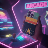 80年代ヴィンテージカラフルストライプシンプルモノグラムの Case-Mate iPhoneケース