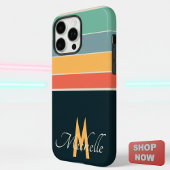 80年代ヴィンテージカラフルストライプシンプルモノグラムの Case-Mate iPhoneケース