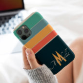 80年代ヴィンテージカラフルストライプシンプルモノグラムの Case-Mate iPhoneケース