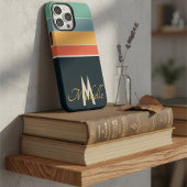 80年代ヴィンテージストライプモノグラシンプルムイニシャルカスタム Case-Mate iPhoneケース