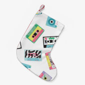 80年代後半のレトロなオーディオテープを使ったシームレスなパターン スモールクリスマスストッキング (正面 (吊り時))