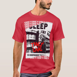 80年代映画ヘイ ライブ OBEY レトロ カルトホラー ファン デザイン Tシャツ