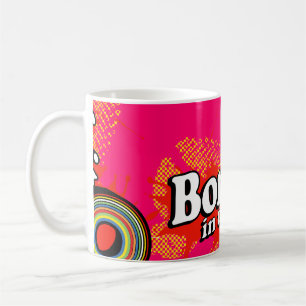 80年代生まれのマゼンタピンクのロゴのレトロなマグカップ コーヒーマグカップ