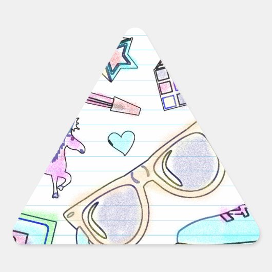 80年代素晴らし絵本柄 三角形シール (正面)