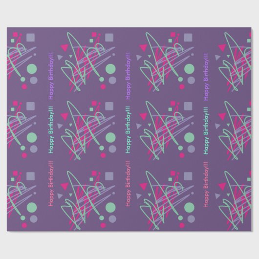 80年代誕生日80年代のヴィンテージカラー ラッピングペーパー (フラット)