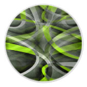 80年代風グレーとレモンのカーブパターン セラミックノブ (正面)
