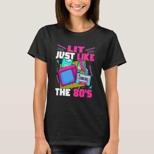 80年代80年代の美的ノスタルジア80年代と同じように点灯 Tシャツ (正面)