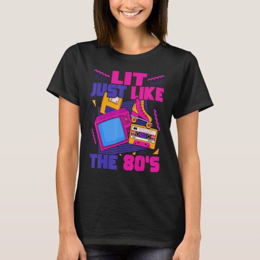 80年代80年代の美的ノスタルジア80年代と同じように点灯 Tシャツ (正面)