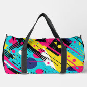 80年代80年代レトロ幾何学模様 ダッフルバッグ (正面)