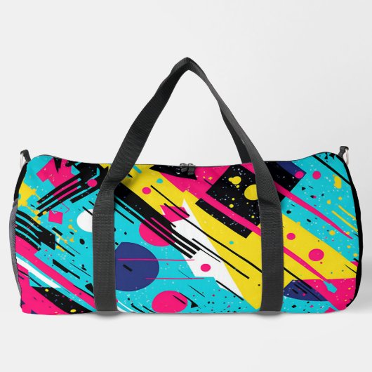 80年代80年代レトロ幾何学模様 ダッフルバッグ (裏面)