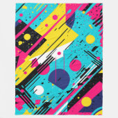 80年代80年代レトロ幾何学模様 フリースブランケット (正面)