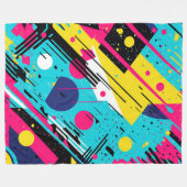 80年代80年代レトロ幾何学模様 フリースブランケット (正面(横))