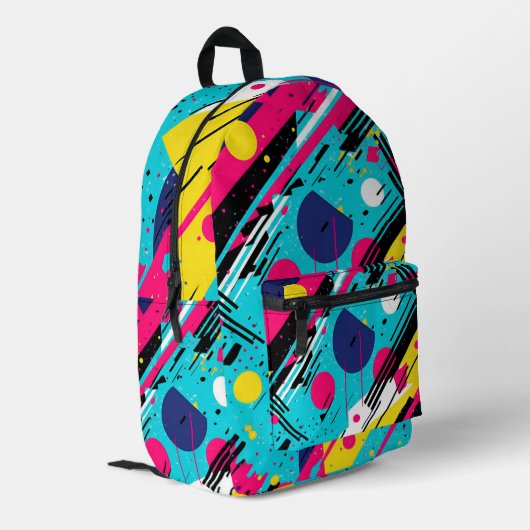 80年代80年代レトロ幾何学模様 プリントバックパック (裏面左端)