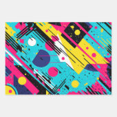 80年代80年代レトロ幾何学模様 ラッピングペーパーシート (正面2)