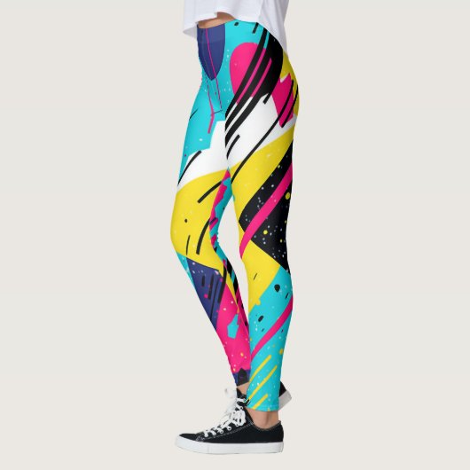 80年代80年代レトロ幾何学模様 レギンス (左)