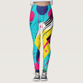 80年代80年代レトロ幾何学模様 レギンス (正面)