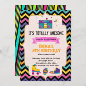 80年代90年代の誕生日パーティーの招待 招待状 (正面/裏面)