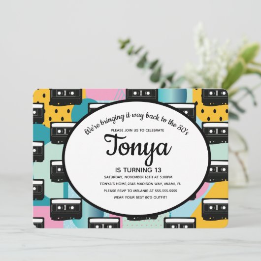 80年代90年代パーティーピンクコラージュカセットサークル 招待状 (スタンド正面)