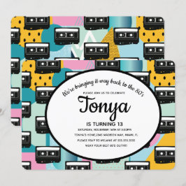 80年代90年代パーティーピンクコラージュカセット サンキュー 招待状