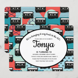 80年代90年代パーティーレトロカセットサプライズ招待状 招待状