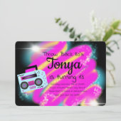 80年代90年代パーティー エアブラシ ヴィンテージ ブームボックス 懐かしい 招待状 (スタンド正面)