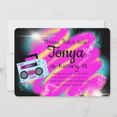 80年代90年代パーティー エアブラシ ヴィンテージ ブームボックス 懐かしい 招待状 (正面)