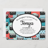 80年代90年代パーティー レトロ カセット サンキュー 招待状 (正面)