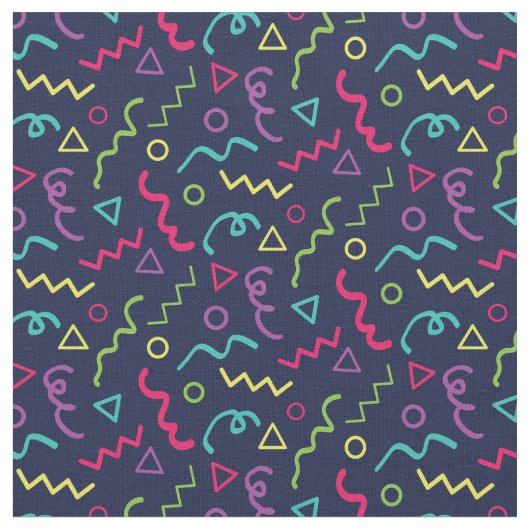 80年代90年代レトロパーティーネオンメンフィス模様 ファブリック (クローズアップ)