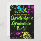 80年代90年代絵を描(ばちゃばちゃ)跳ねる卒業パーティー 招待状 (正面)