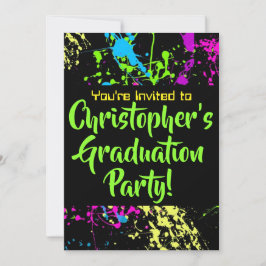 80年代90年代絵を描(ばちゃばちゃ)跳ねる卒業パーティー 招待状