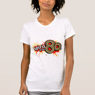 "80年代"の女性多色刷りのロゴのティーの精神 Tシャツ