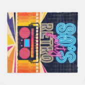 80年代、レトロな音楽パーティー。古いスタイルポスター。ディスコフロ フリースブランケット (正面(横))