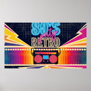 80年代、レトロな音楽パーティー。古いスタイルポスター。ディスコフール ポスター