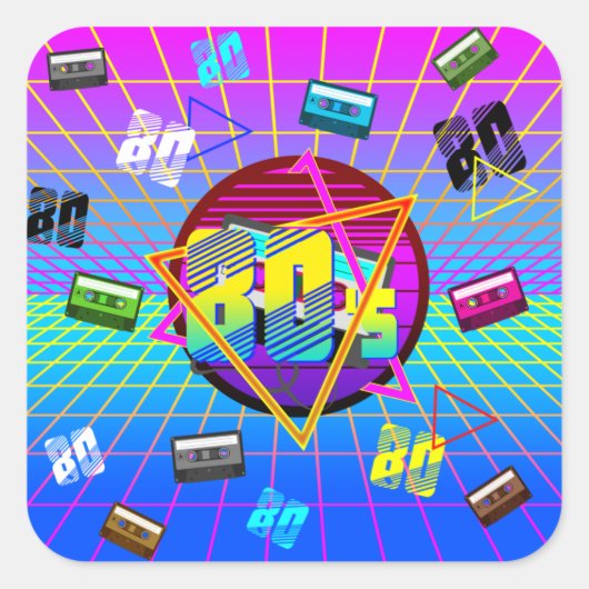 80年代 レトロ オールドスクール カセットテープ スクエアシール (正面)