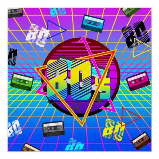 80年代 レトロ オールドスクール カセットテープ ポスター (正面)